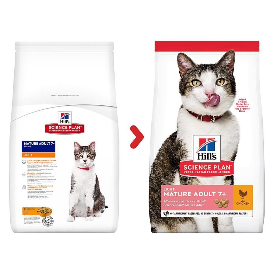 Hill's Science Plan Light Mature Adult 7+ Dry Cat Food Chicken 1.5 kg, 3 kg, 7 kg