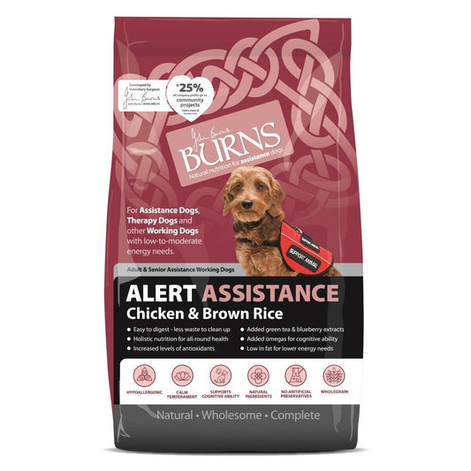 Burns Alert Assistance Dog Food Chicken and Brown Rice Dry Dog Food 12kg