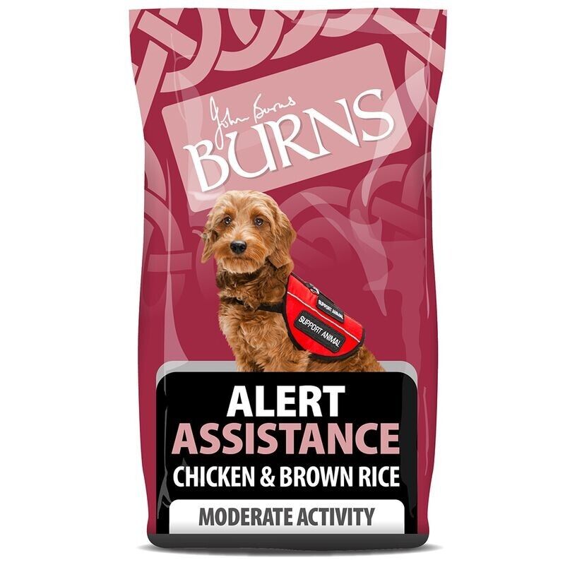 Burns Alert Assistance Dog Food Chicken and Brown Rice Dry Dog Food 12kg