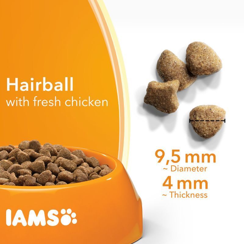 IAMS For Vitality Hairball Reduction Feline Adult Dry Cat Food Chicken 3kg , 6kg , 10 kg