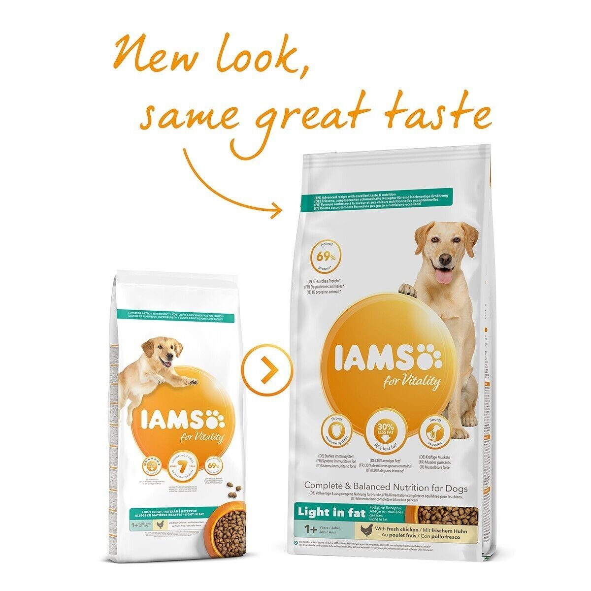 IAMS for Vitality Light in Fat Adult Dog Dry Food with Fresh Chicken - 2kg ,4kg , 12kg