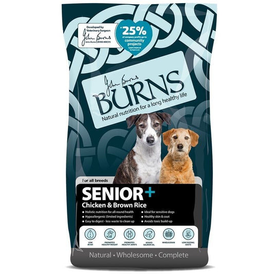 Burns Dry Dog Food Senior All Breeds Dog Food Chicken and Brown Rice - 2kg, 12kg