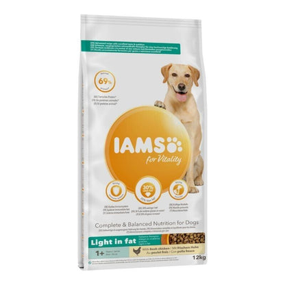 IAMS for Vitality Light in Fat Adult Dog Dry Food with Fresh Chicken - 2kg ,4kg , 12kg
