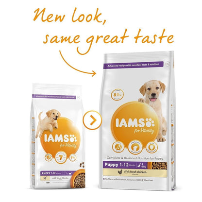 IAMS for Vitality Puppy & Junior Large Dog Dry Food with Fresh Chicken 12kg