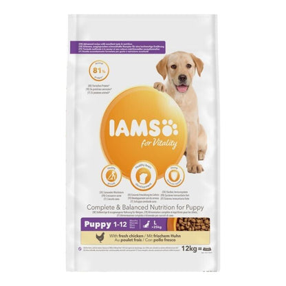 IAMS for Vitality Puppy & Junior Large Dog Dry Food with Fresh Chicken 12kg