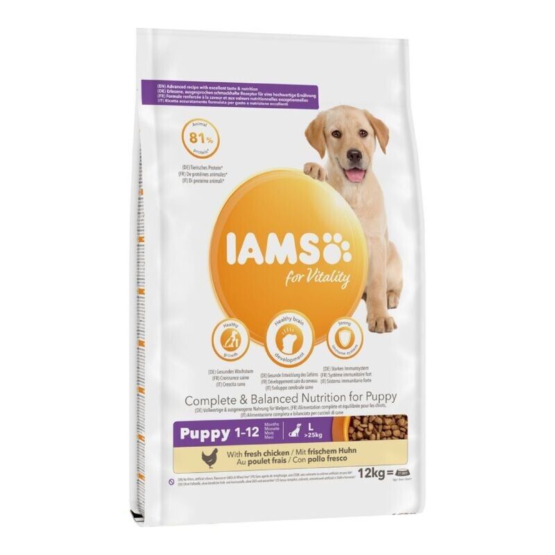 IAMS for Vitality Puppy & Junior Large Dog Dry Food with Fresh Chicken 12kg