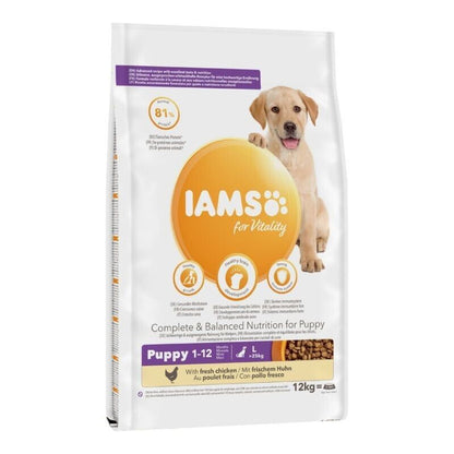 IAMS for Vitality Puppy & Junior Large Dog Dry Food with Fresh Chicken 12kg