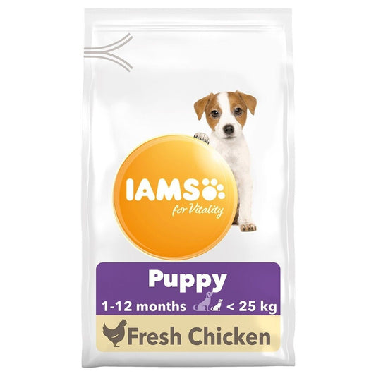 IAMS for Vitality Puppy & Junior Small & Medium Dry Dog Food Chicken - 3kg, 12kg