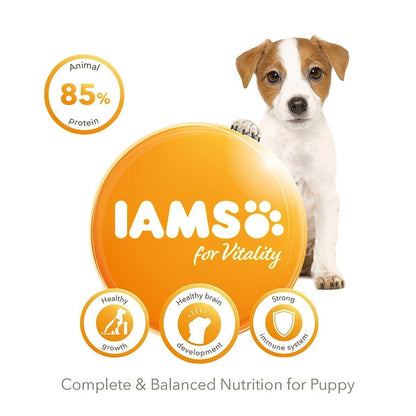IAMS for Vitality Puppy & Junior Small & Medium Dry Dog Food Chicken - 3kg, 12kg