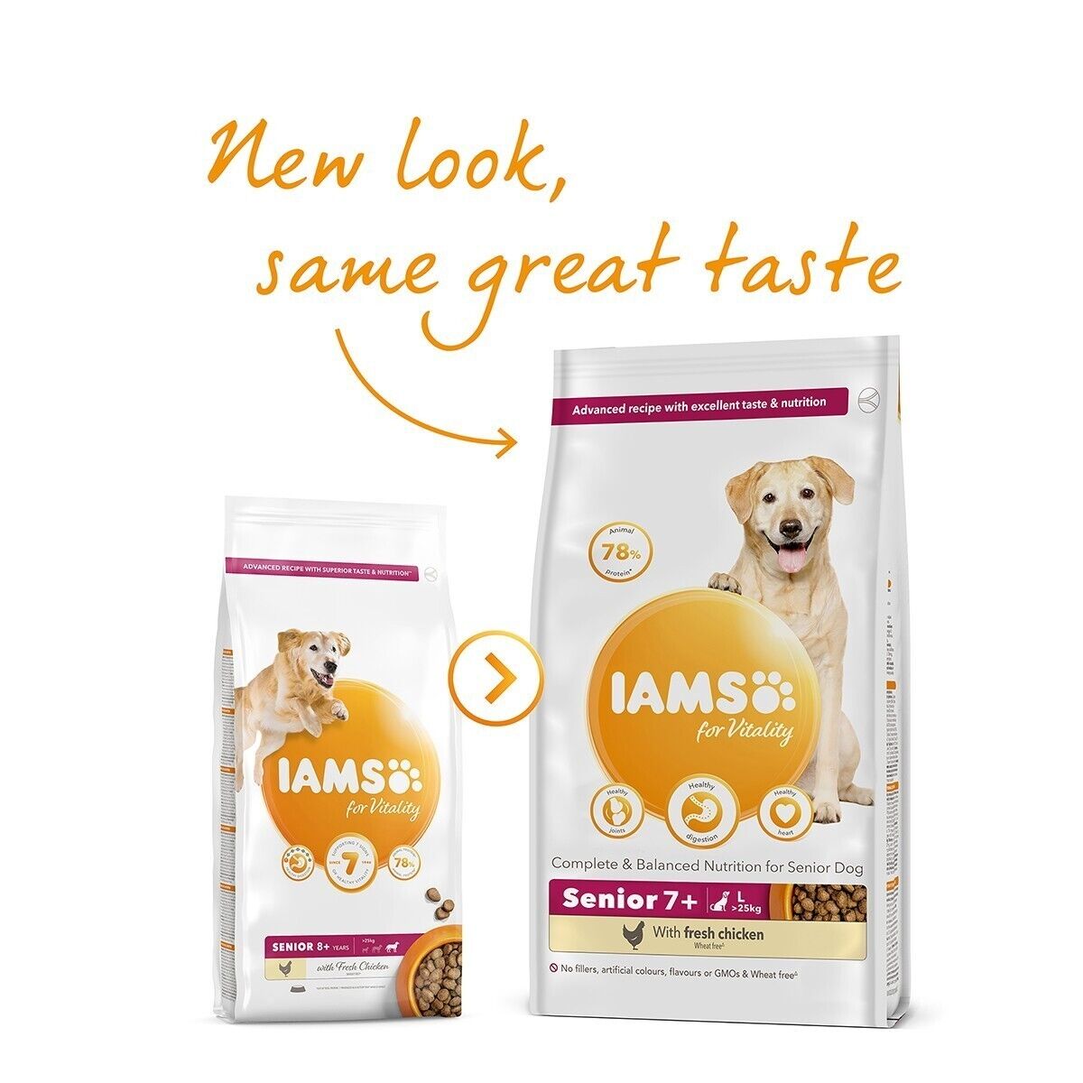 IAMS for Vitality Senior & Mature Large Dog Dry Food with Fresh Chicken - 12kg
