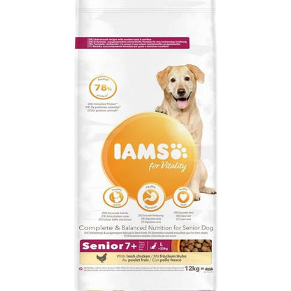 IAMS for Vitality Senior & Mature Large Dog Dry Food with Fresh Chicken - 12kg