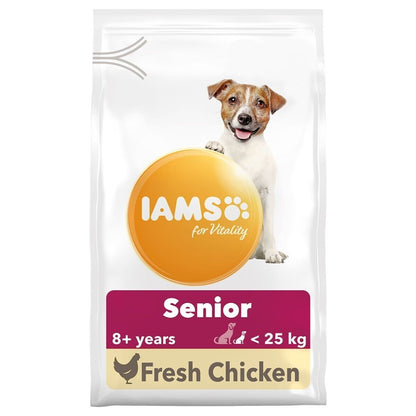 IAMS for Vitality Senior Small & Medium Dog Dry Food Fresh Chicken - 3kg, 12kg