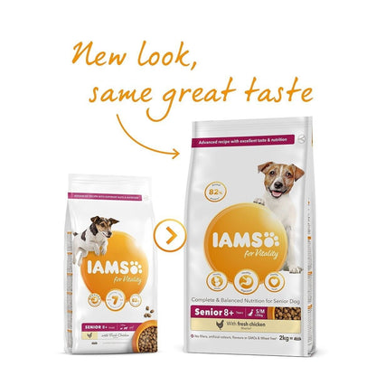 IAMS for Vitality Senior Small & Medium Dog Dry Food Fresh Chicken - 3kg, 12kg