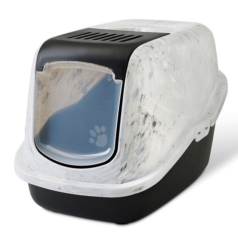 Large Cat Litter Box Savic Marble Deluxe Edition Litter Tray + Carbon Filter NEW