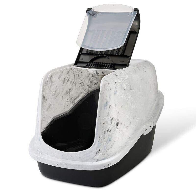Large Cat Litter Box Savic Marble Deluxe Edition Litter Tray + Carbon Filter NEW