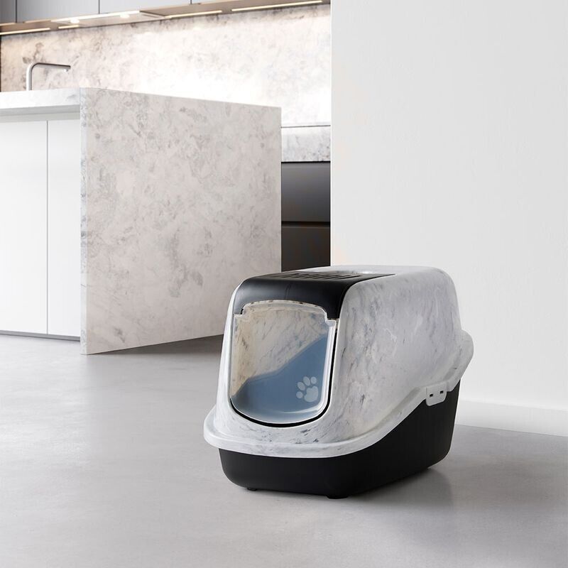 Large Cat Litter Box Savic Marble Deluxe Edition Litter Tray + Carbon Filter NEW