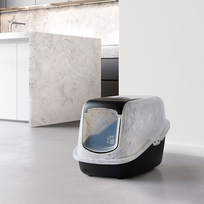 Large Cat Litter Box Savic Marble Deluxe Edition Litter Tray + Carbon Filter NEW